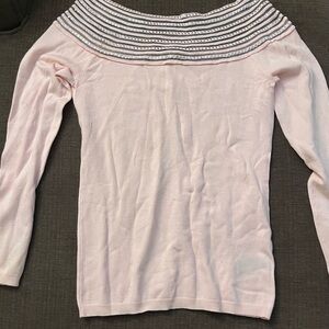 Boston Proper Blush and Gray Sweater